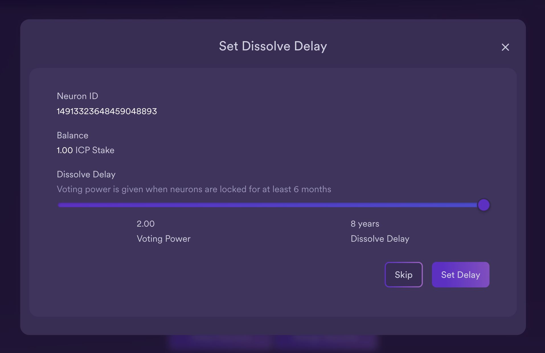 set dissolve delay